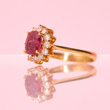 18ct gold ruby ring with a diamond cluster
