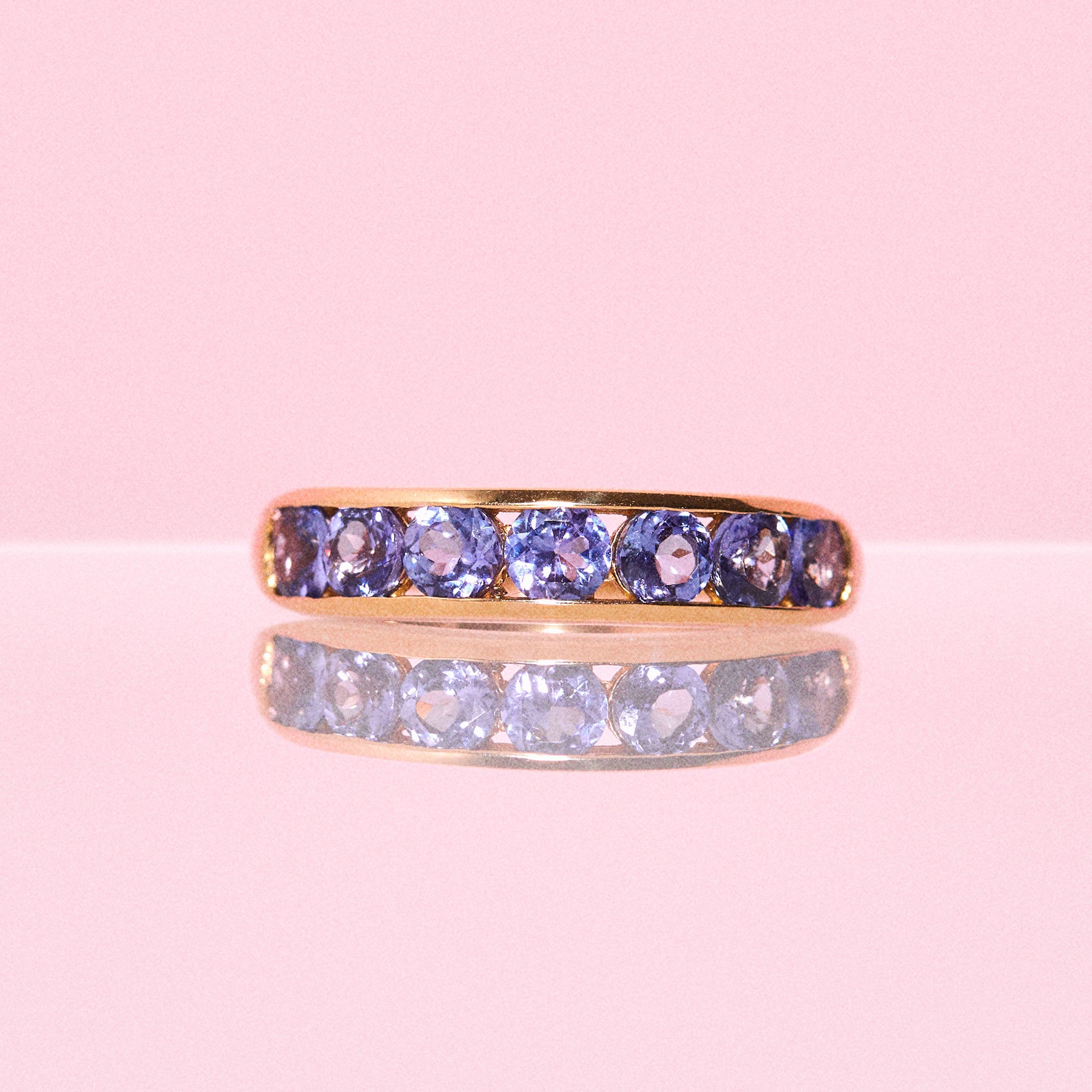 14ct gold ring set with tanzanites