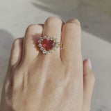 18ct gold ring set with a ruby and diamonds