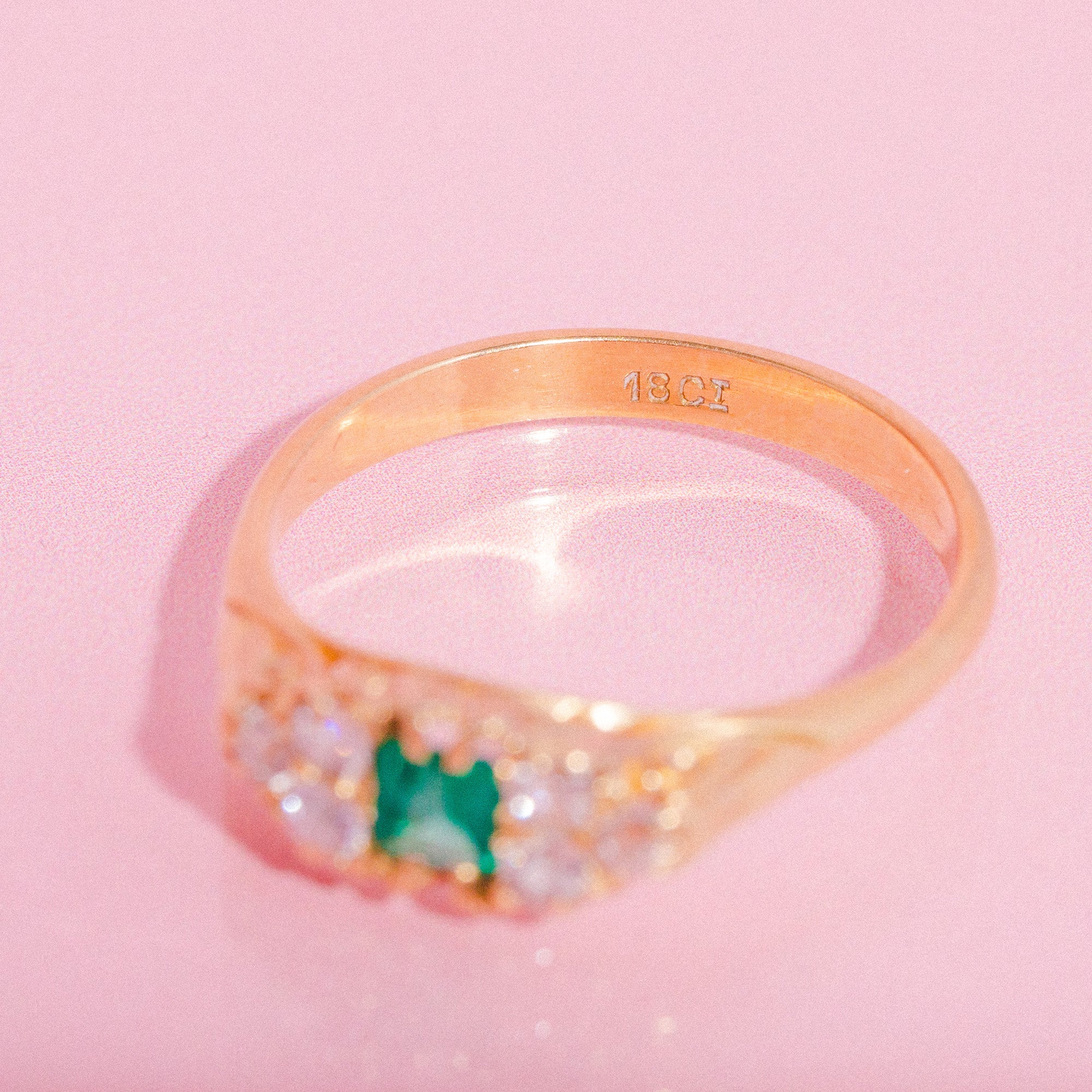 18ct gold emerald and diamond ring