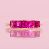 18ct gold five stone ruby ring