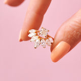 18ct gold marquise diamond petal ring