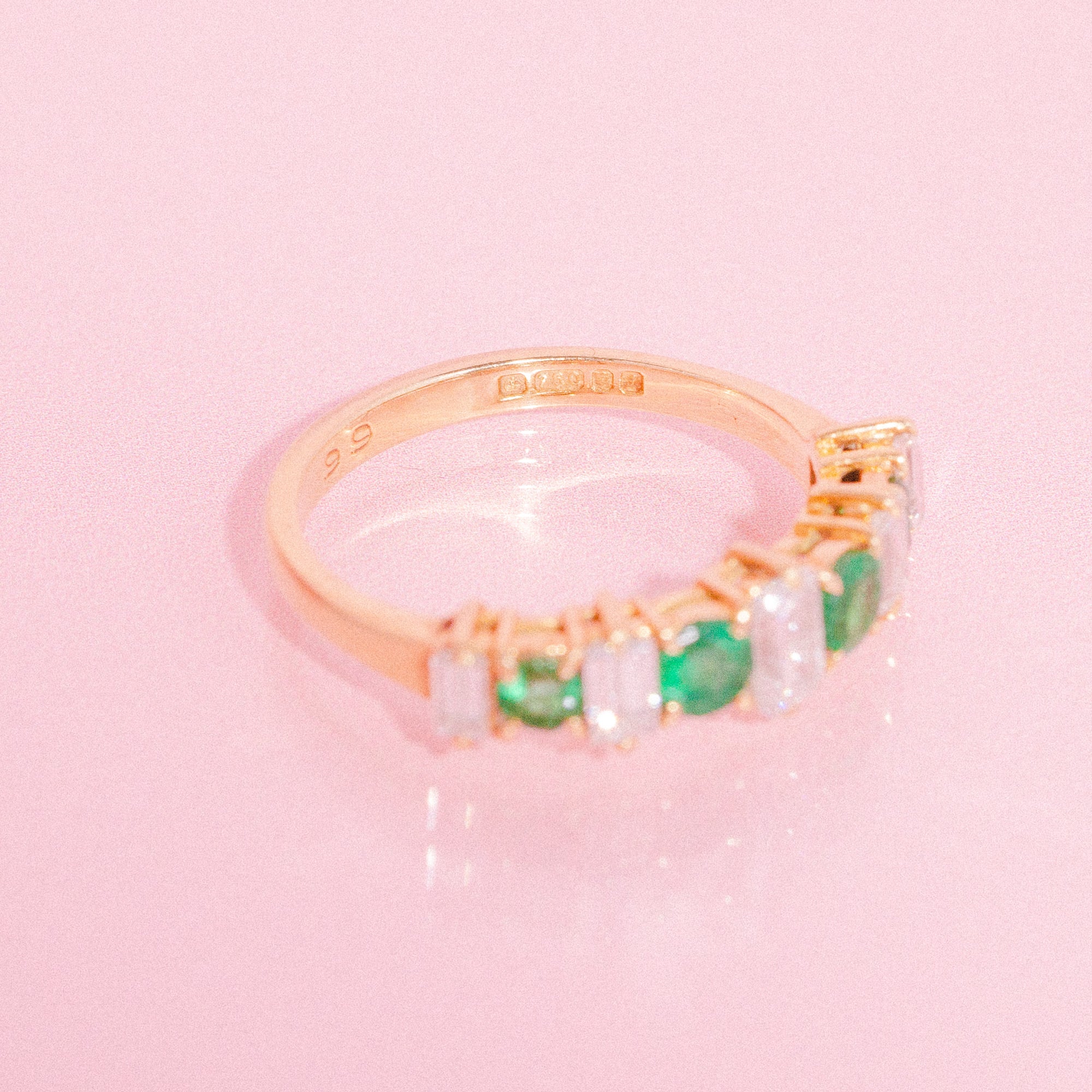 18ct gold emerald and diamond ring