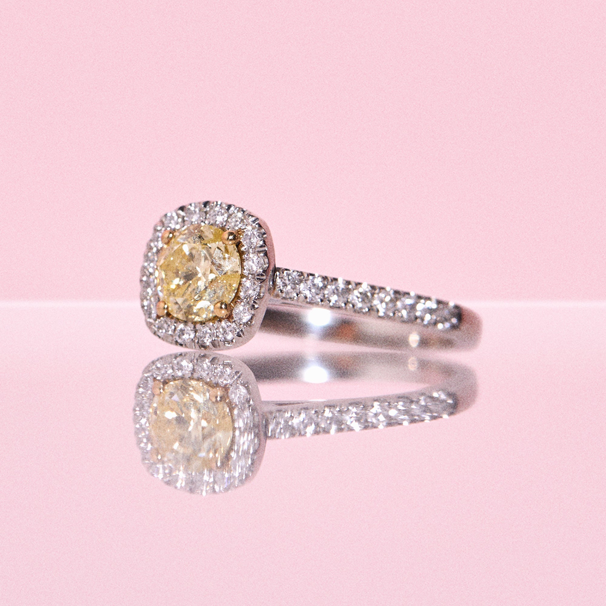 Platinum yellow diamond ring