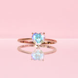 9ct gold heart shaped mystic topaz ring