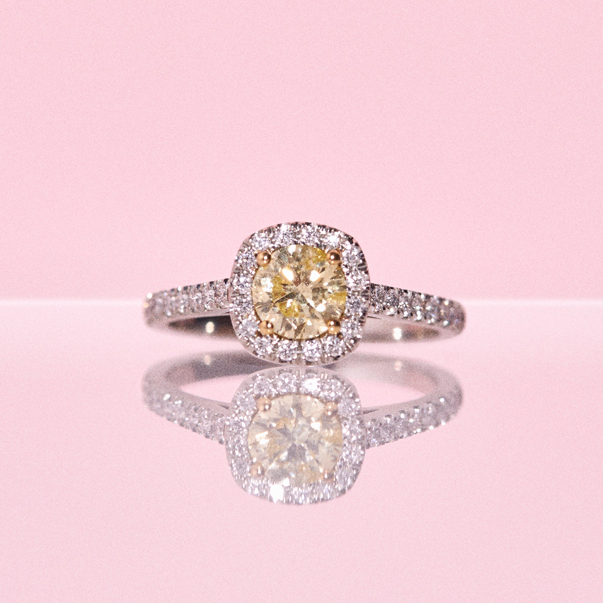 Platinum yellow diamond ring