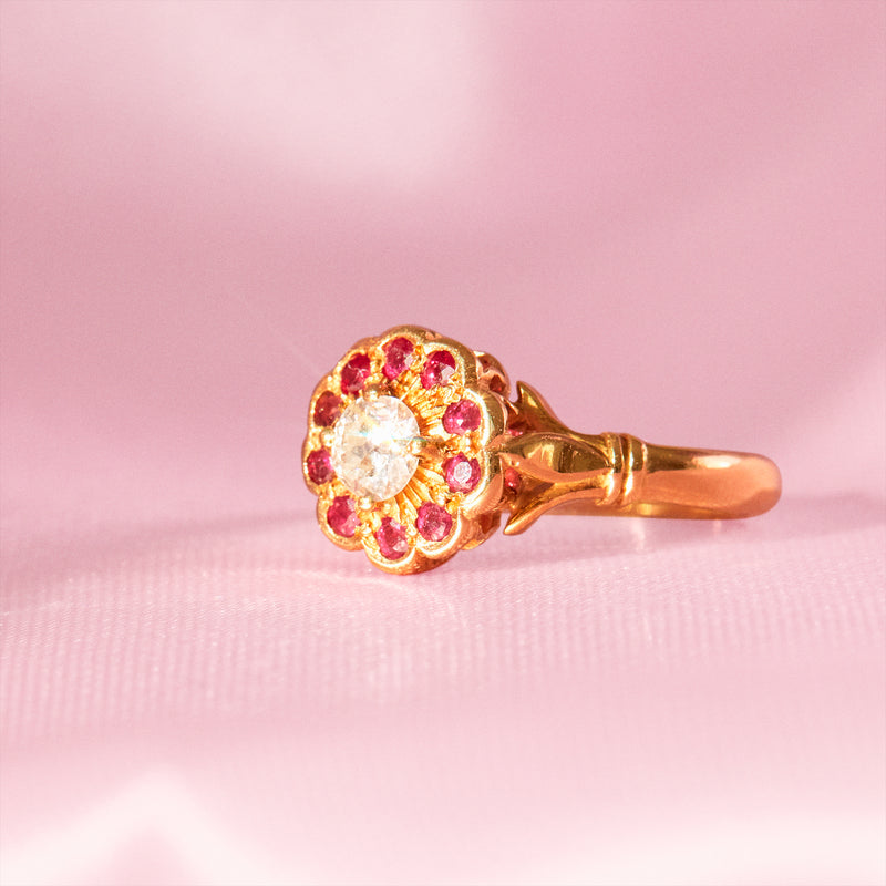18ct gold ruby and diamond cluster ring from 1994