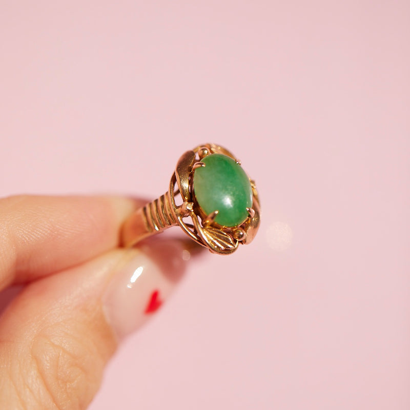 14ct gold jade ring