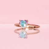 9ct gold heart shaped mystic topaz ring