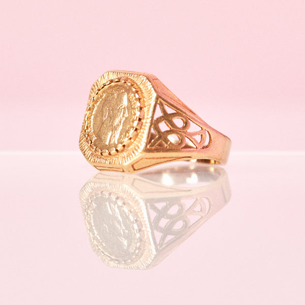 9ct gold coin ring