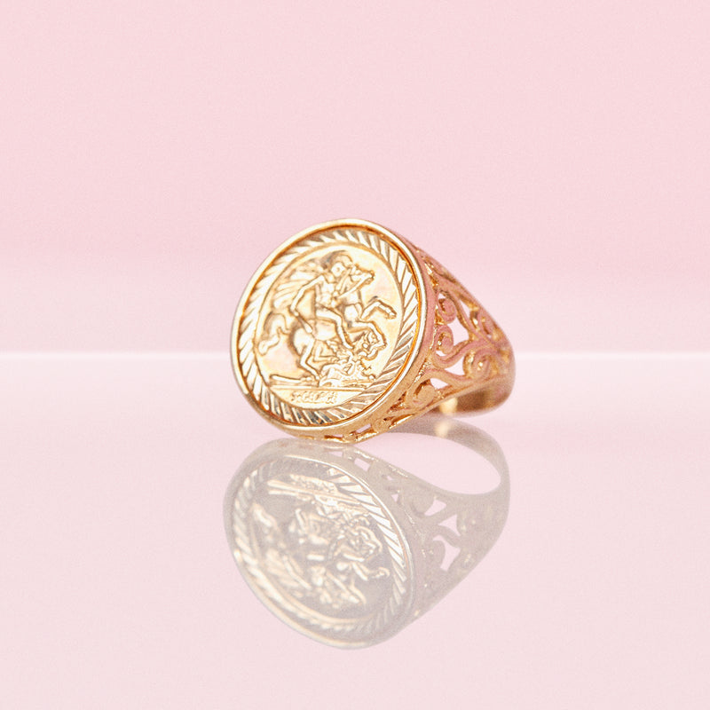 9ct gold coin ring