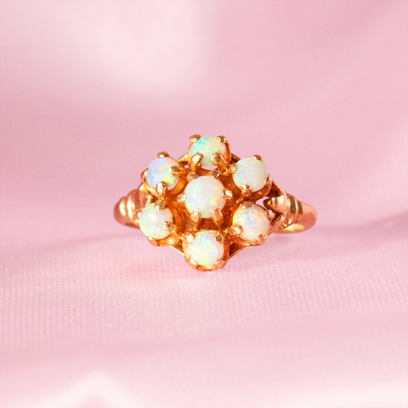 18ct gold opal flower ring