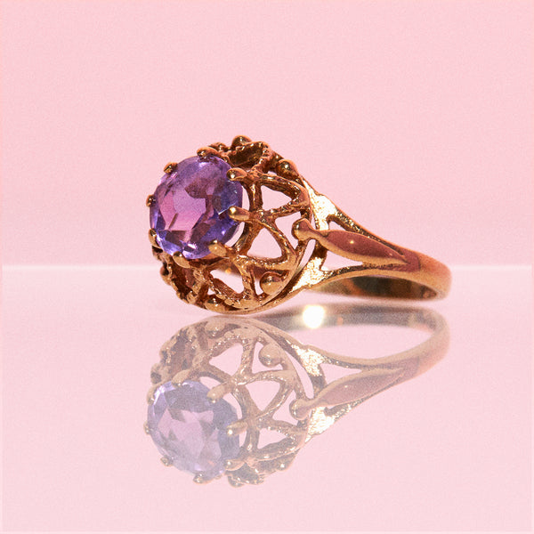 Amazon.com: 14k Rose Gold Amethyst Ring - Emerald-cut Birthstone Rings -  Elegant Purple Rings for Women - Fashion Fine Jewelry for Her : Handmade  Products