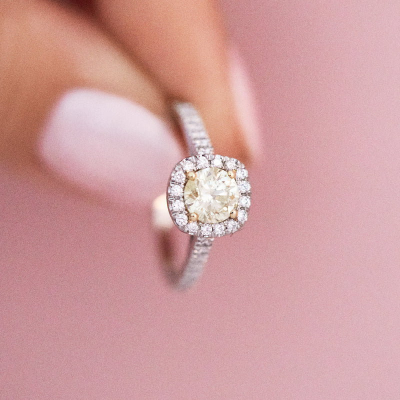 Platinum yellow diamond ring
